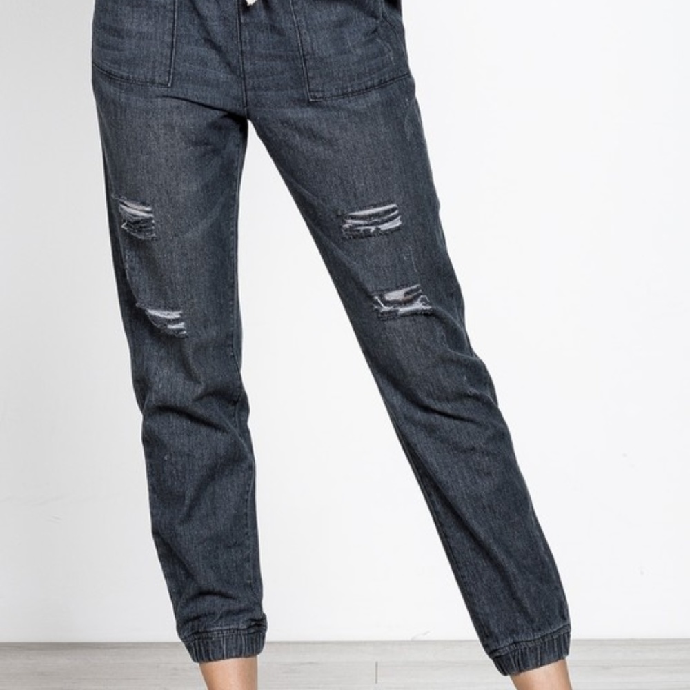 NWT Black Denim Joggers - Picture 5 of 5